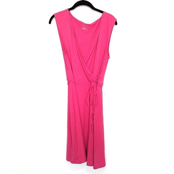 Talbots Faux Wrap Dress Womens Size‎ L Pink Midi Sleeveless Casual Barbie Sun - Picture 1 of 8